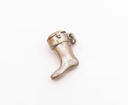 925 Sterling Silver  Vintage Petite Stocking Sock Pendant (OPENS)  PT16459