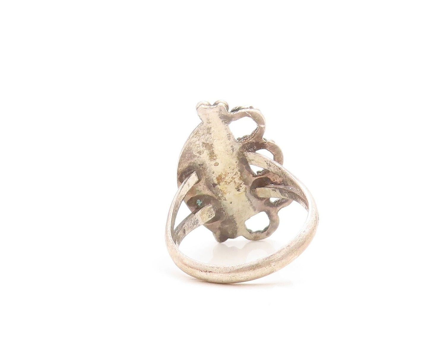 925 Sterling Silver Vintage Ring Designer Mother Of Pearls  Sz 6.5  RG31471