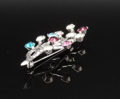 VAN DELL 925 Silver  Vintage Multi Rhinestone Tree Branch Brooch Pin  BP9791