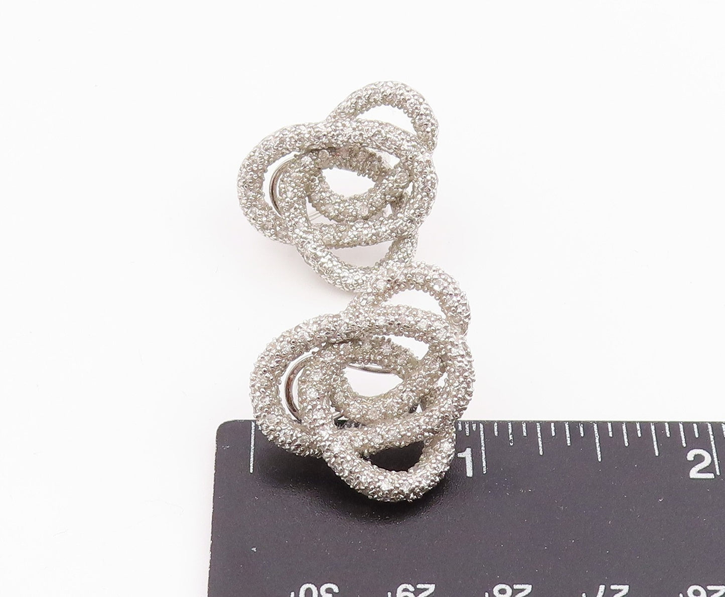 925 Sterling Silver Vintage Earrings Modernist CZ Interlocking Knot  EG14215