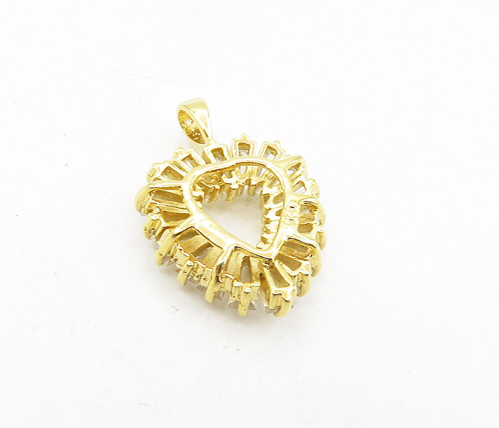 925 Sterling Silver  Cubic Zirconia Gold Plated Love Heart Pendant  PT6479