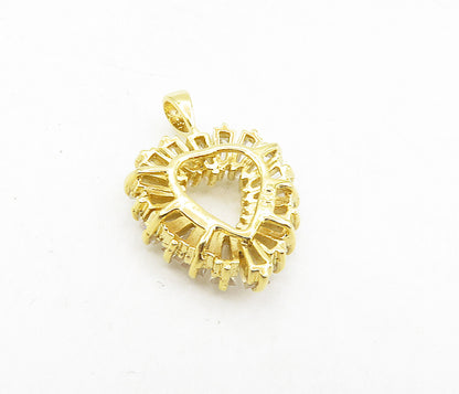 925 Sterling Silver  Cubic Zirconia Gold Plated Love Heart Pendant  PT6479