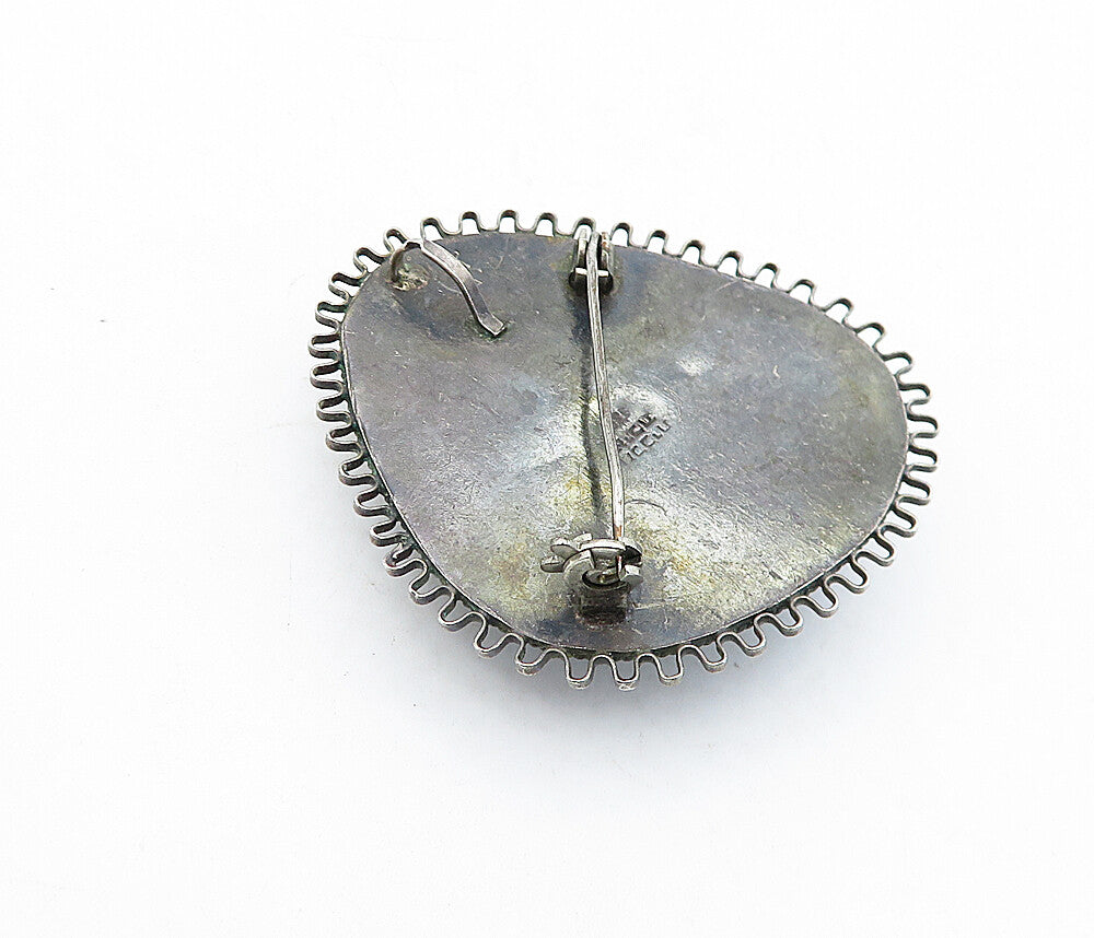 ISRAEL 925 Sterling Silver  Vintage Eilat & Petite Pearls Brooch Pin  BP1581