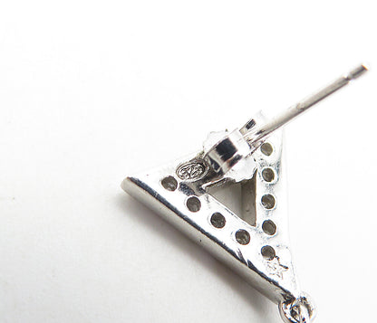 925 Sterling Silver  Sparkling Cubic Zirconia Tringle Dangle Earrings  EG4013