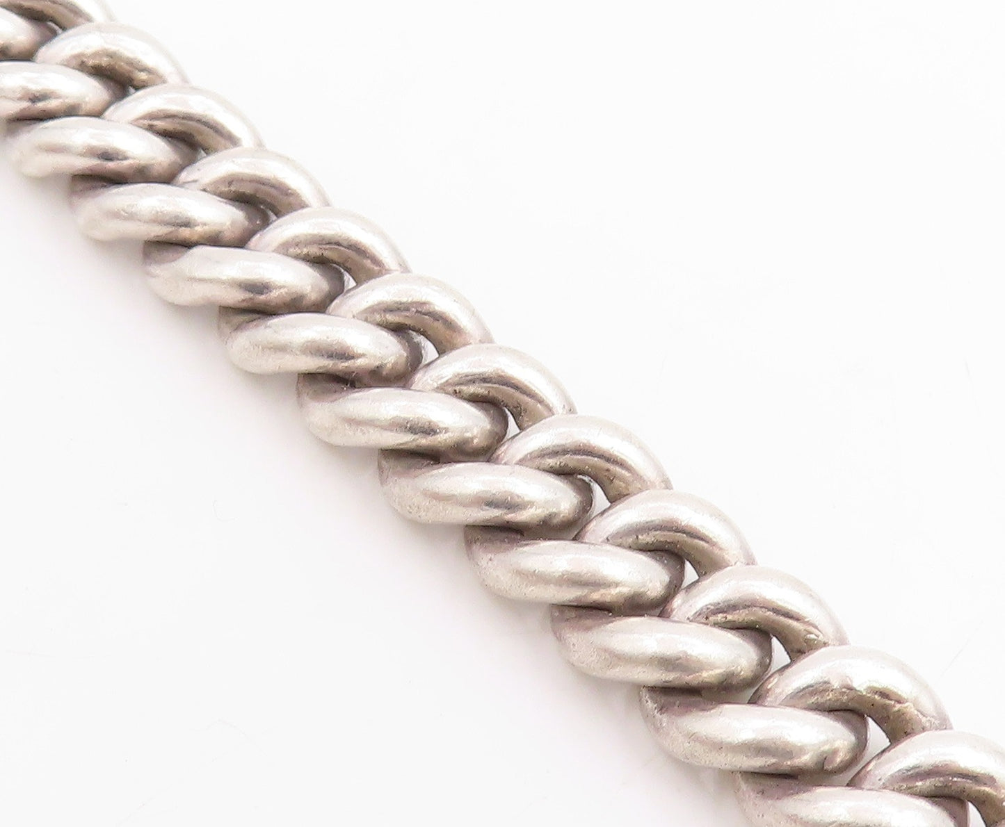 925 Sterling Silver Vintage Bracelet Chunky Love Heart Clasp Curb Chain  BT11816