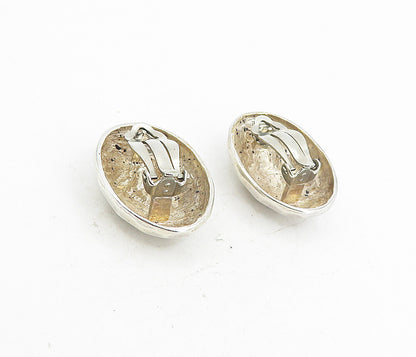 925 Sterling Silver  Vintage Shiny Hammered Dome Non Pierce Earrings  EG4443