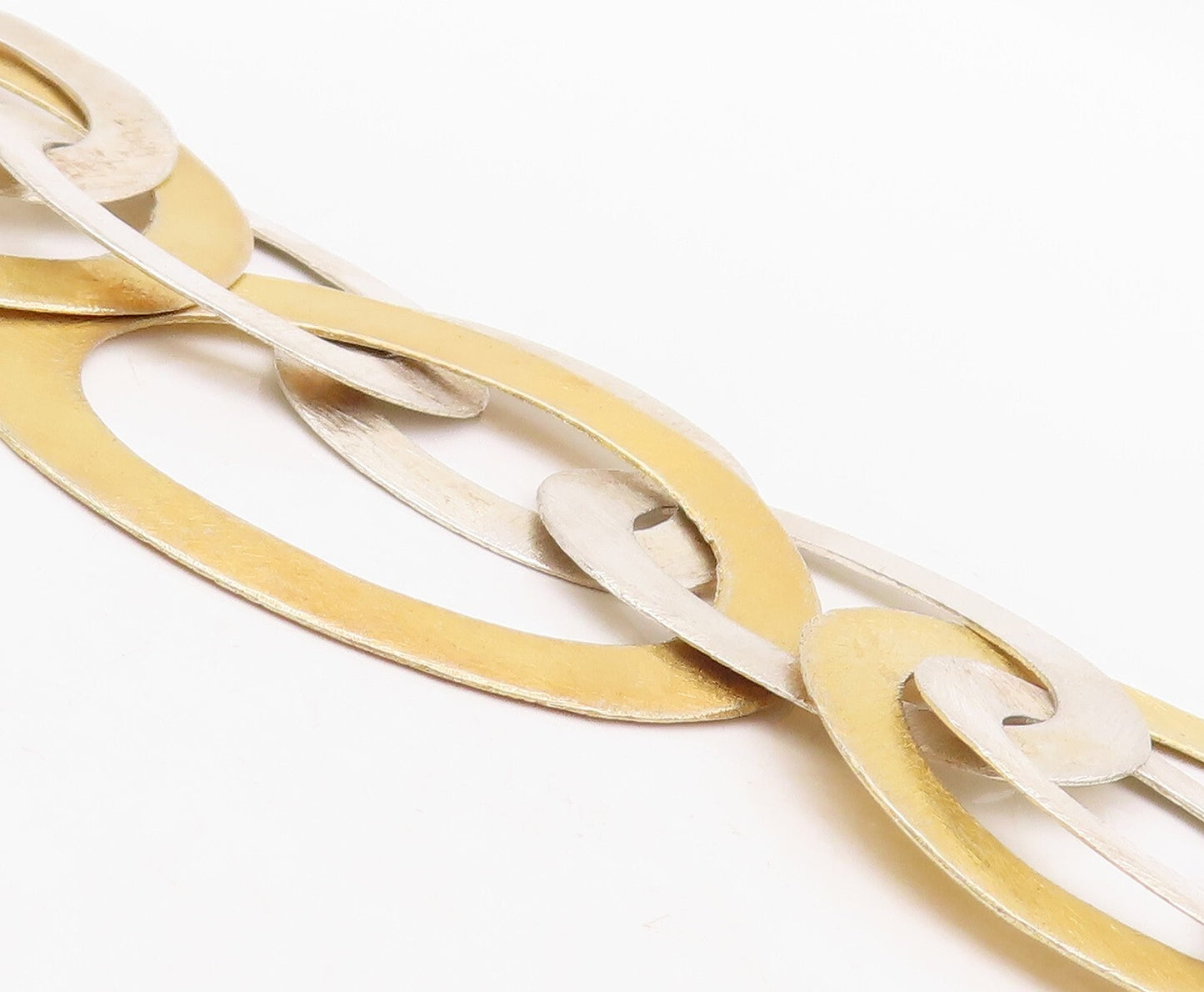 925 Sterling Silver Vintage Necklace Gold Plated Large Linked Rings  NE4344