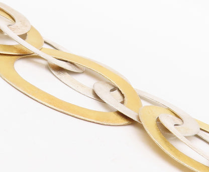 925 Sterling Silver Vintage Necklace Gold Plated Large Linked Rings  NE4344