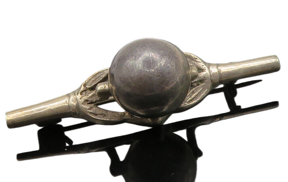 925 Sterling Silver  Vintage Antique Dark Tone Hollow Sphere Brooch Pin BP4821