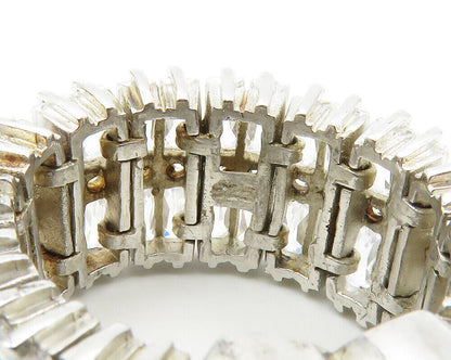 925 Sterling Silver  Sparkling Cubic Zirconia Flexible Band Ring Sz 7  RG14064