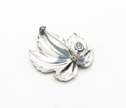JEWEL ART 925 Sterling Silver  Vintage Single Floral Leaf Brooch Pin  BP1482