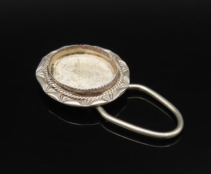 NAVAJO 925 Silver  Vintage Rope Twist & Etched Lines Floral Key Chain  TR3468