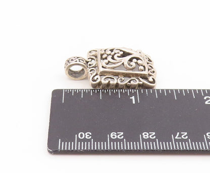925 Sterling Silver Vintage Pendant Swirly Floral Open Scrollwork Charm  PT25806