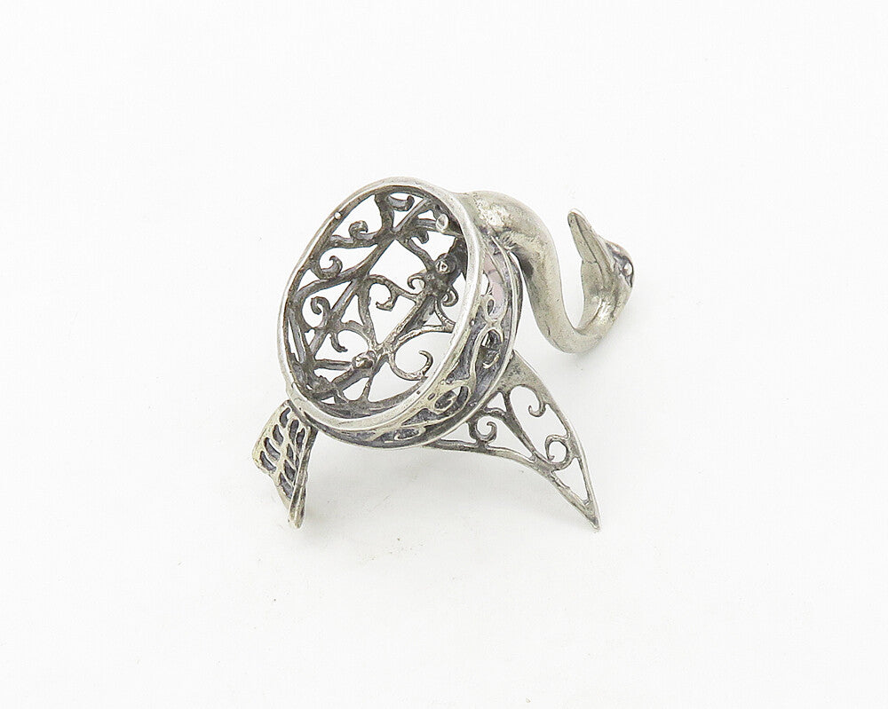 925 Sterling Silver  Vintage Shiny Swirl Pattern Swan Table Trinket  TR2638