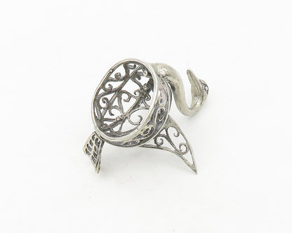 925 Sterling Silver  Vintage Shiny Swirl Pattern Swan Table Trinket  TR2638