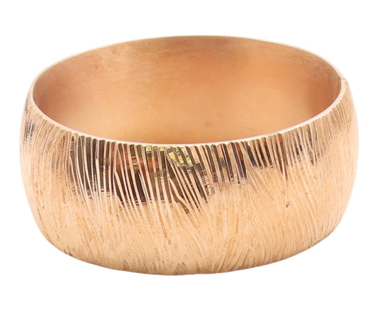925 Sterling Silver Vintage Bracelet Gold Plated Textured Wide Bangle  BT12008