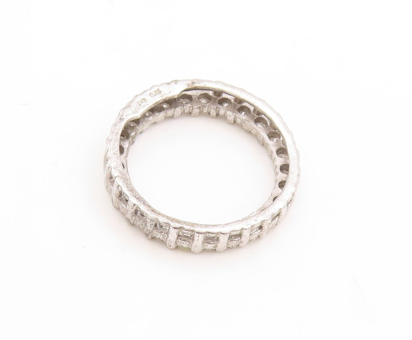 925 Sterling Silver Vintage Pendant Designer Cutout Real Diamonds Ring  PT23798