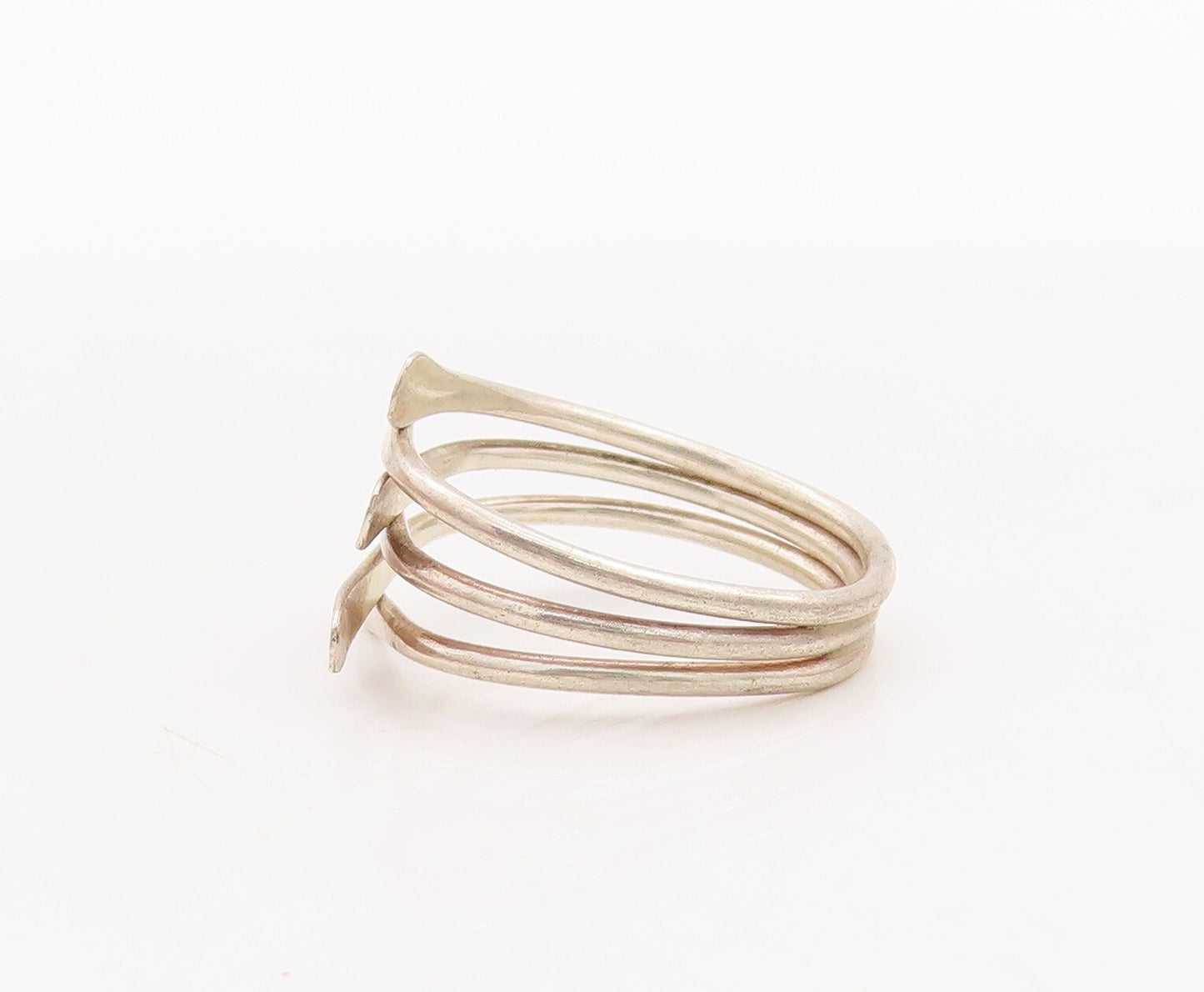 925 Sterling Silver Vintage Ring Solid Cutout Shank Bypass Spikes  Sz 6  RG29100