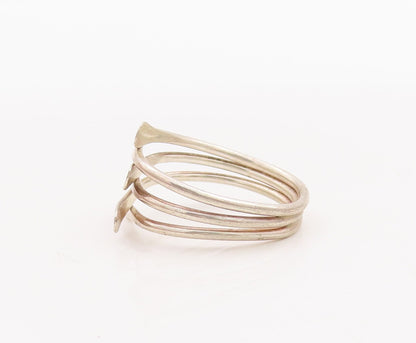 925 Sterling Silver Vintage Ring Solid Cutout Shank Bypass Spikes  Sz 6  RG29100