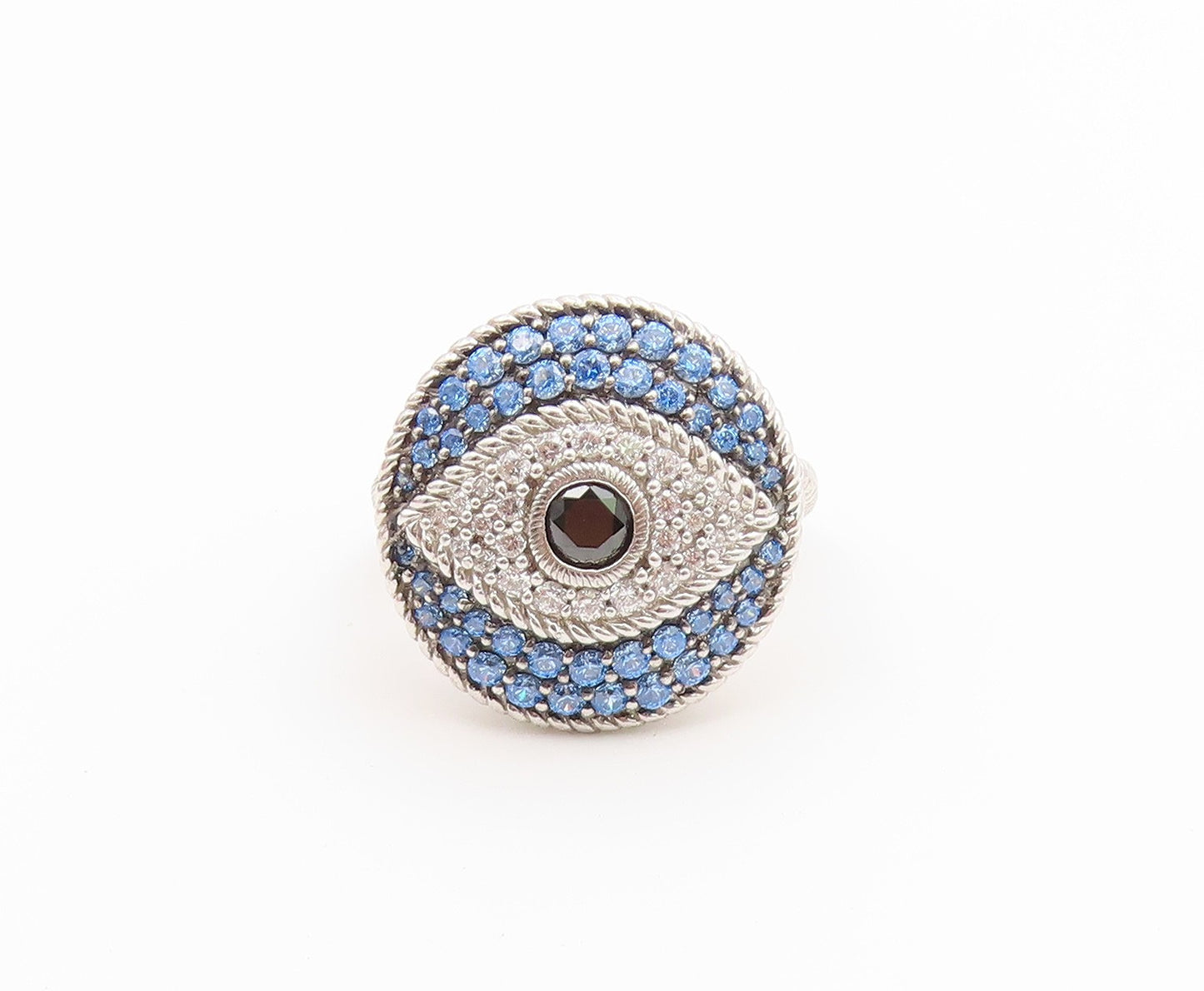925 Sterling Silver Vintage Ring JUDITH RIPKA CZ Evil Eye Band  Sz 6  RG36873