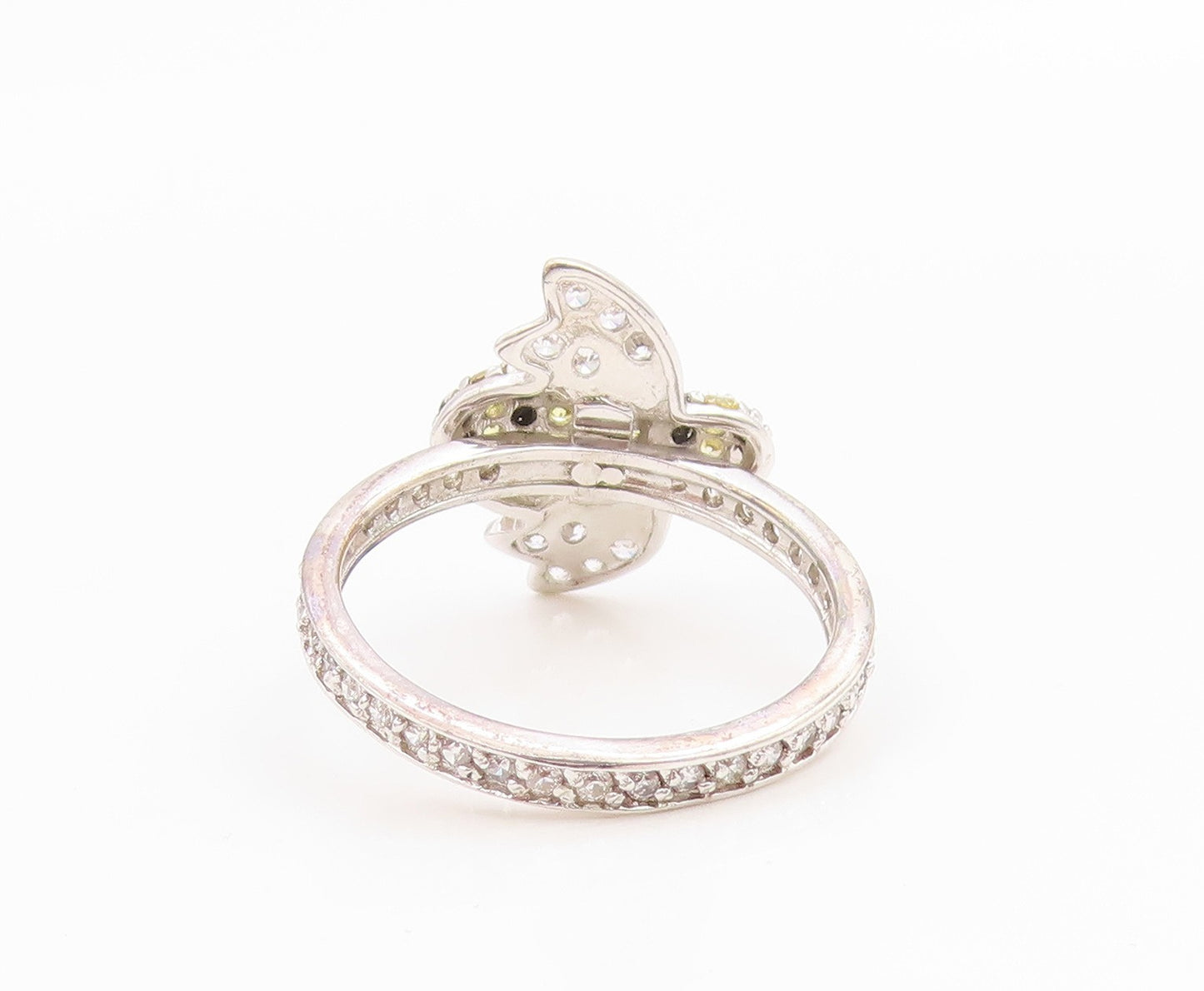 925 Sterling Silver Vintage Ring Classic CZ Bumblebee Motif Band  Sz 8  RG35941