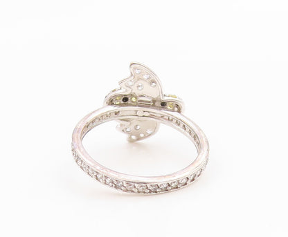 925 Sterling Silver Vintage Ring Classic CZ Bumblebee Motif Band  Sz 8  RG35941