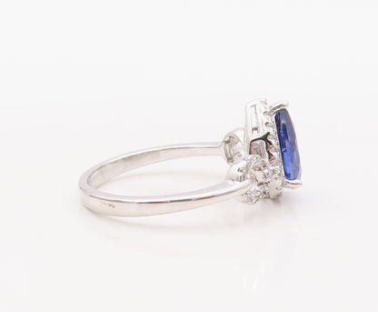 925 Sterling Silver Vintage Ring Designer Drop Cut Sapphire & CZ Sz 7  RG30655