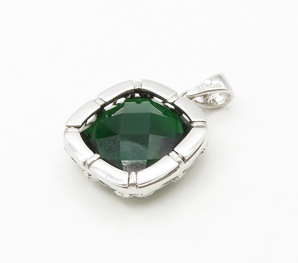 IRELAND 925 Sterling Silver Faceted Green Topaz Floral Vine Pendant  PT13170