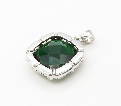 IRELAND 925 Sterling Silver Faceted Green Topaz Floral Vine Pendant  PT13170