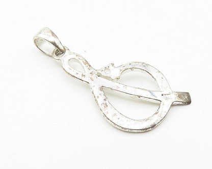 925 Sterling Silver  Vintage Shiny Topaz Open Swirl Design Pendant  PT8423