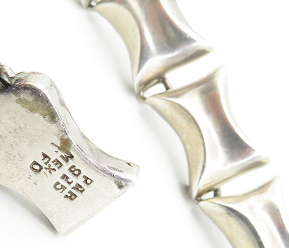 MEXICO 925 Sterling Silver Vintage Heavy Concave Hinge Chain Necklace NE1748