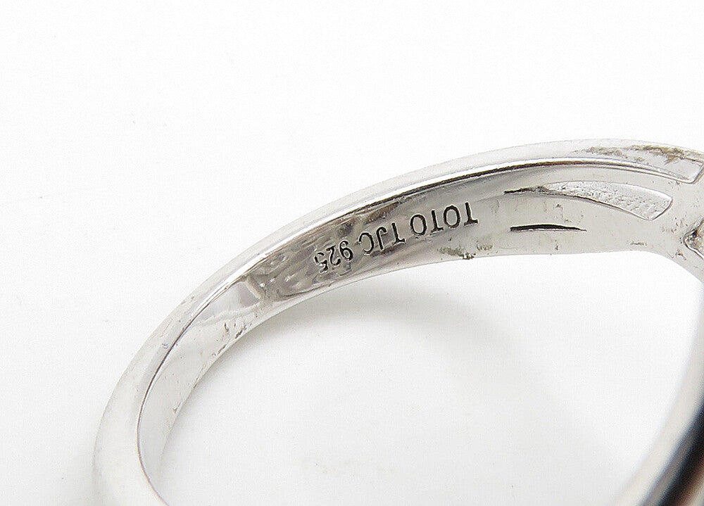 TOTO 925 Silver  Vintage Genuine Diamonds Swirl Vine Band Ring Sz 7  RG21480