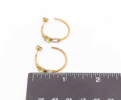 925 Sterling Silver Vintage Earrings Gold Plated Peridot & Blue Topaz  EG14520