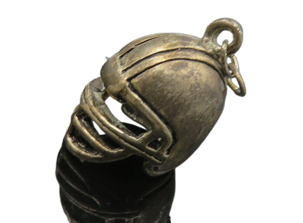 925 Sterling Silver  Vintage Dark Tone Football Helmet Sports Pendant  PT6683