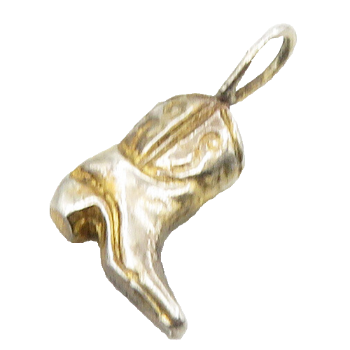 925 Sterling Silver   Vintage Petite Swirl Etched Cowboy Boot Pendant  PT12762
