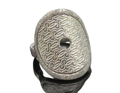 GUESS ITALY 925 Silver  Shiny Etched Logo Pattern Band Ring Sz 6  RG10993