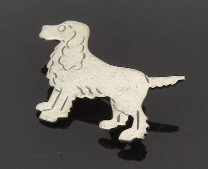 BEAU 925 Sterling Silver  Vintage Etched Spaniel Dog Brooch Pin  BP10270