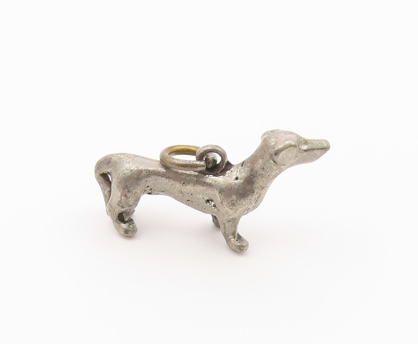 925 Sterling Silver  Vintage Dark Tone Weiner Dog Animal Pendant  PT18674