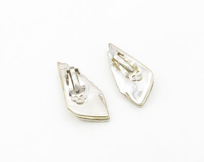 ISRAEL 925 Silver & 14K GOLD  Vintage Shiny 2 Tone Non Pierce Earrings  EG9441