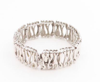 925 Sterling Silver Vintage Bracelet Modernist Sculptural Link Chain  BT11480
