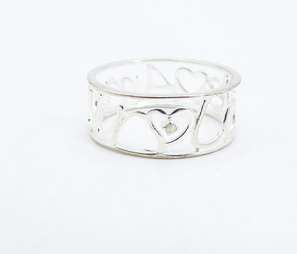 925 Sterling Silver  Topaz Accented Love Amour Open Band Ring Sz 9  RG4985