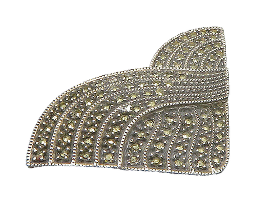 JUDITH JACK 925 Sterling Silver  Vintage Sparkling Marcasite Brooch Pin BP9343