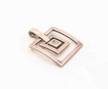 925 Sterling Silver  Vintage Graduated Square Cubic Zirconia Pendant  PT20436