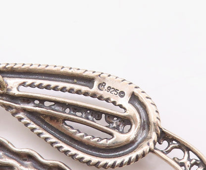 925 Sterling Silver Vintage Necklace CAROLYN POLLACK Swirly Designer Cut  NE4504
