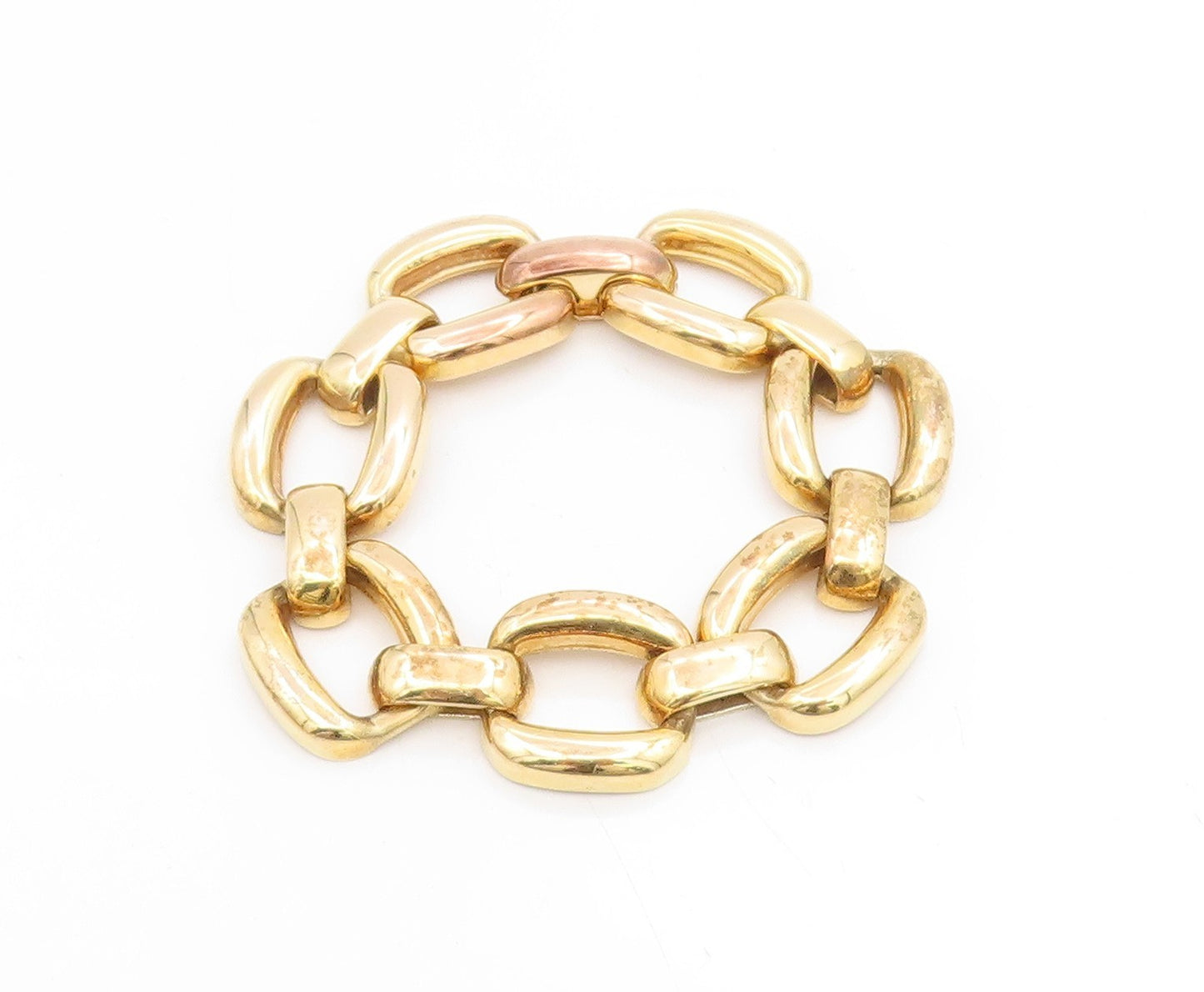 925 Sterling Silver Vintage Bracelet Gold Plated Interlocking Chain BT11735