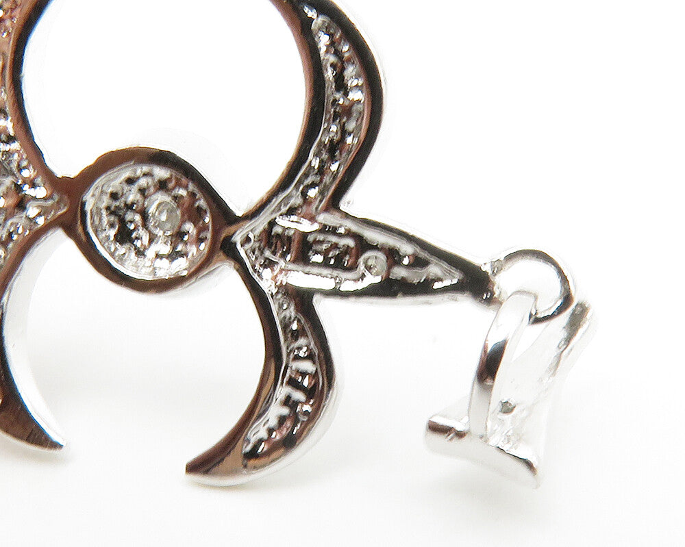 925 Sterling Silver  Genuine Diamonds Shiny Drop Pendant  PT11001