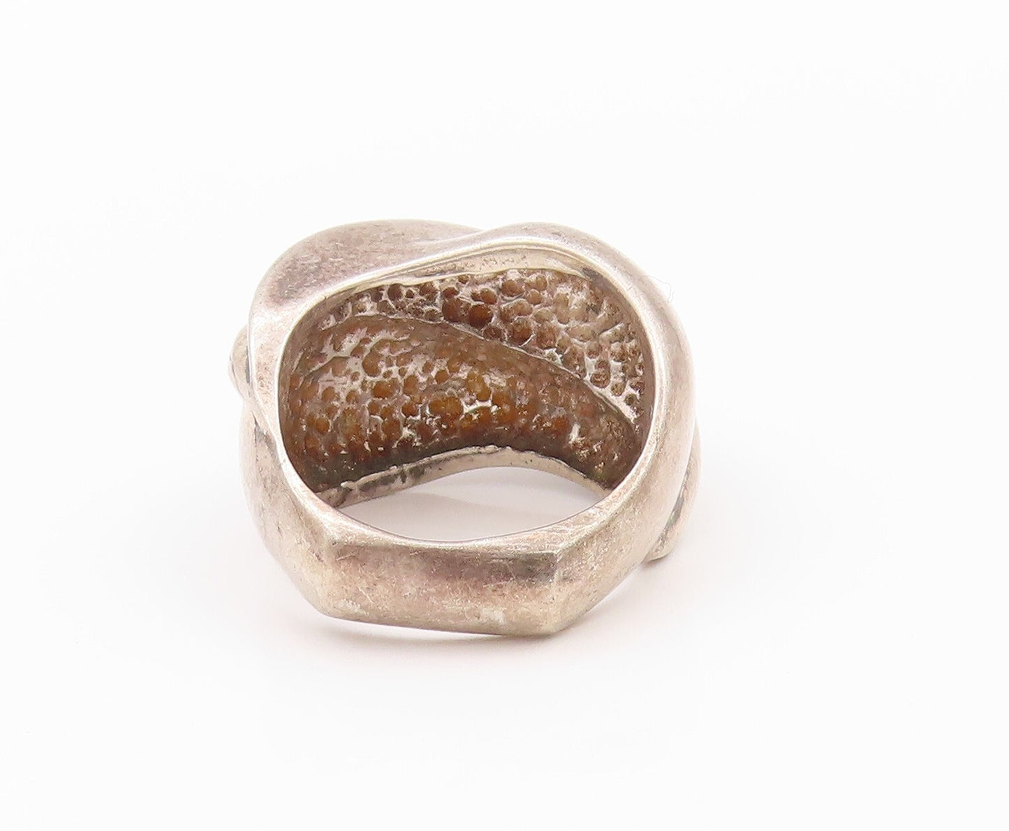 925 Sterling Silver Vintage Ring Dark Tone Heavy Minimalist Carved  SZ 8 RG32199