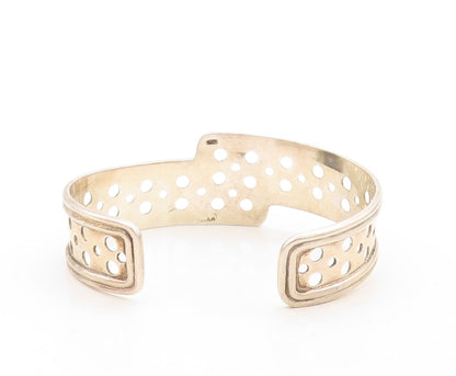 925 Sterling Silver Vintage Bracelet GEOART Designer Polka dot Cut Cuff BT10951