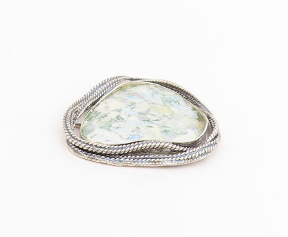 925 Sterling Silver Vintage Pendant OR PAZ ISRAEL Modernist Roman Glass  PT25205