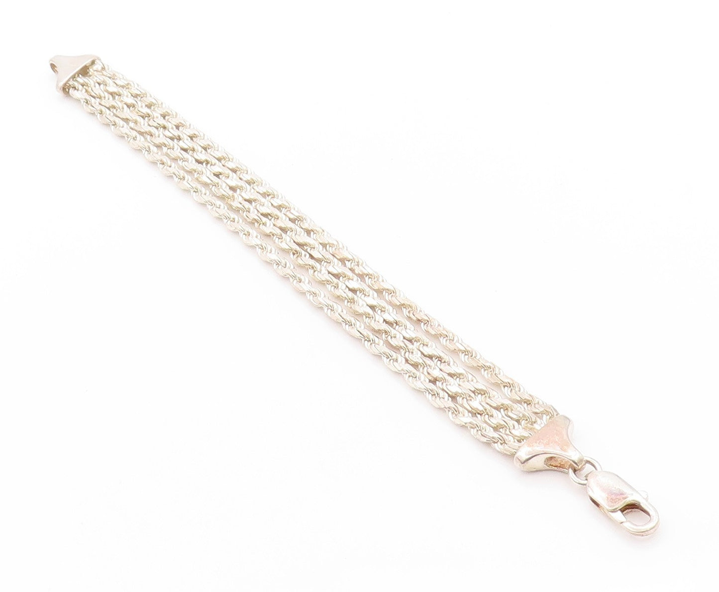 925 Sterling Silver Vintage Bracelet Etched Design Twisted Chains BT11272